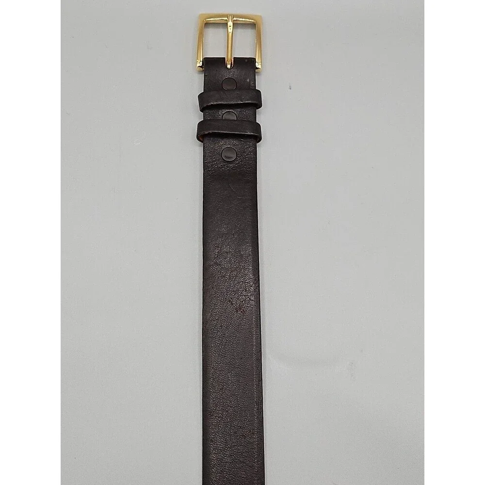 Elk Skin Brown Leather Belt Size 36 USA Handmade Brass Buckle 1-5/16